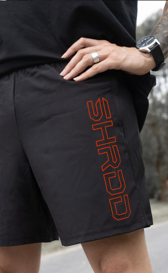 Shrdd Hollow - 7inch Active Shorts - Black / Red - Stay Shredded