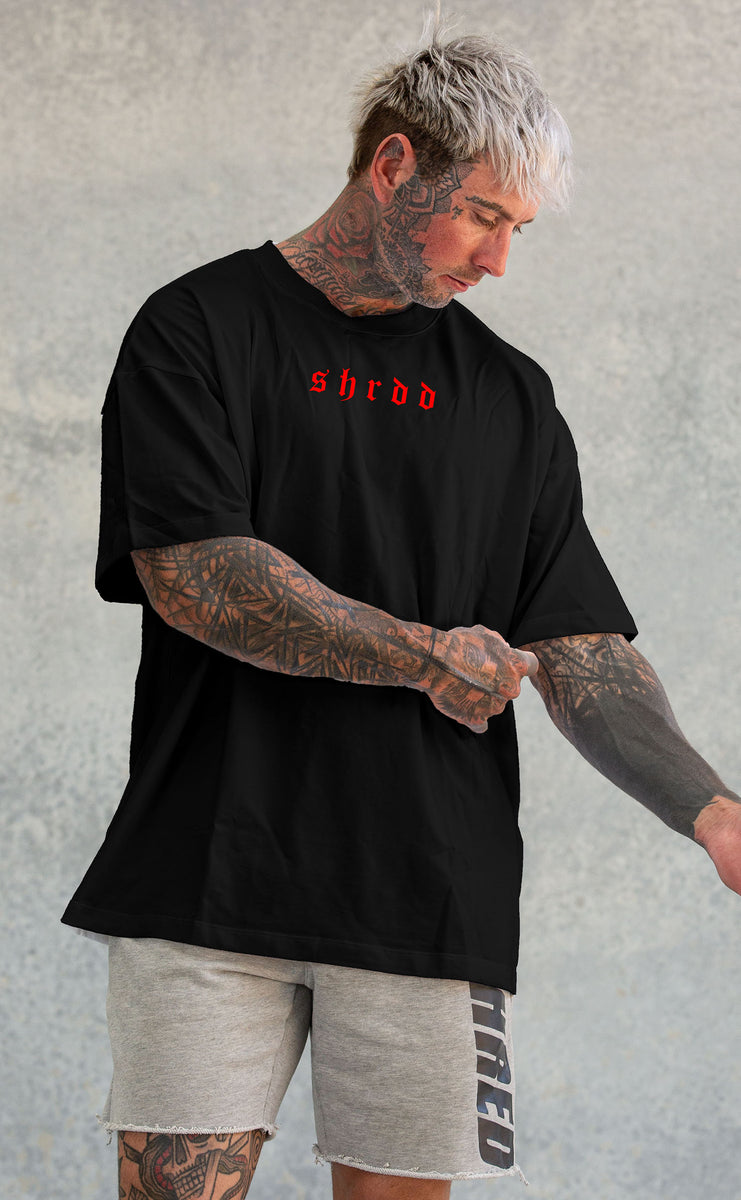 No Guts X No Glory Pump cover Oversized Gym T shirt Black Red