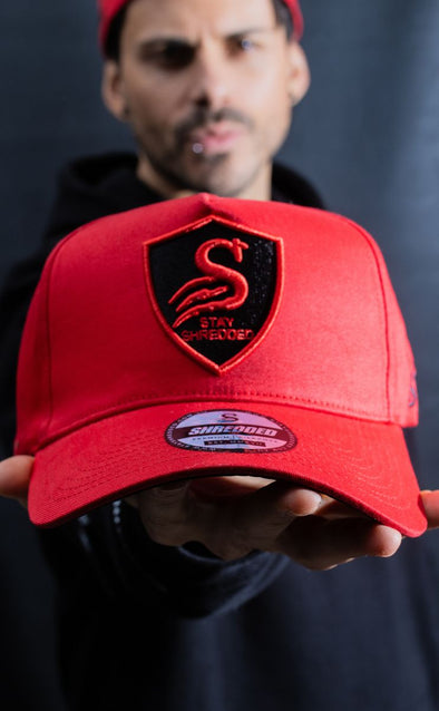 Premium Crest A-Frame Cap - Red / Black - Stay Shredded