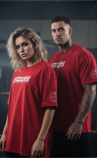 SHRDD X - unisex Pump cover - Oversized Gym T-shirt - Red