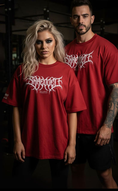 Metal - unisex Pump cover - Oversized Gym T-shirt  - Red