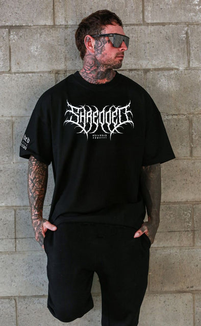 Metal - unisex Pump cover - Oversized Gym T-shirt  - Black