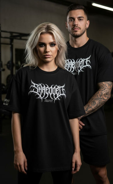 Metal - unisex Pump cover - Oversized Gym T-shirt  - Black