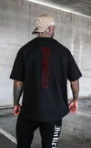 Shrdd Hollow - Pump cover - Oversized Gym T-shirt  - Black / Red - Stay Shredded