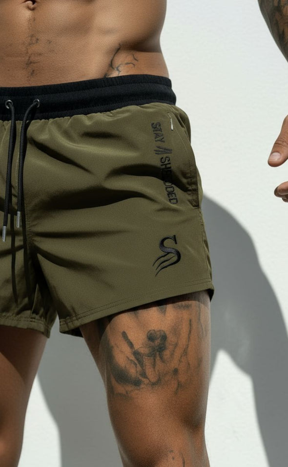 Quads of the Gods | Dark Army Green Leg Day Shorts | Stay Shredded