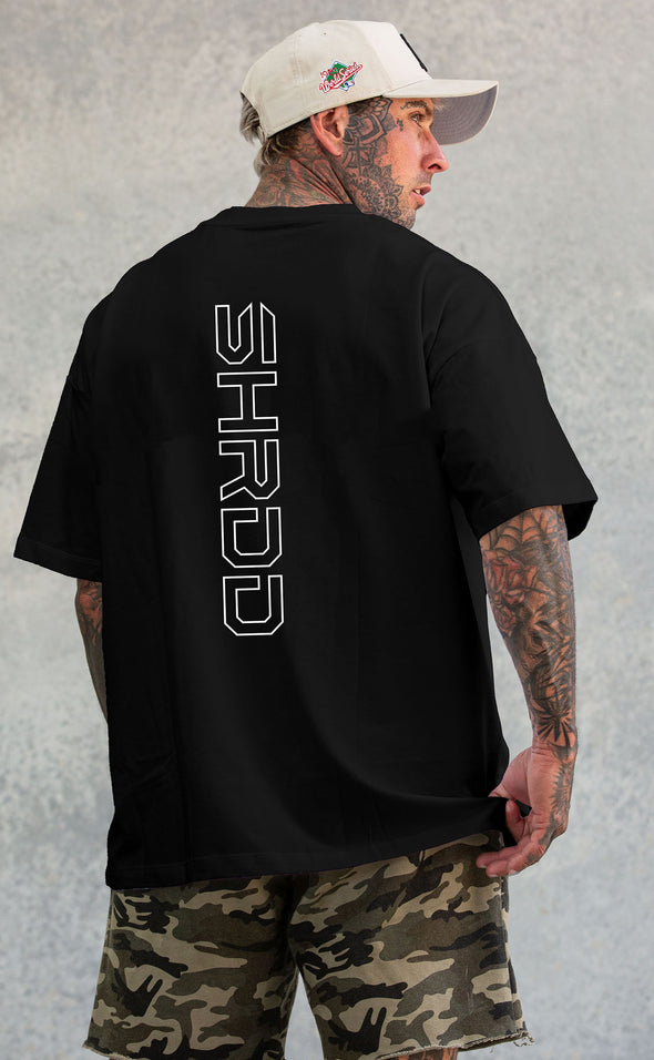 Shrdd Hollow - Pump cover - Oversized Gym T-shirt  - Black / White - Stay Shredded