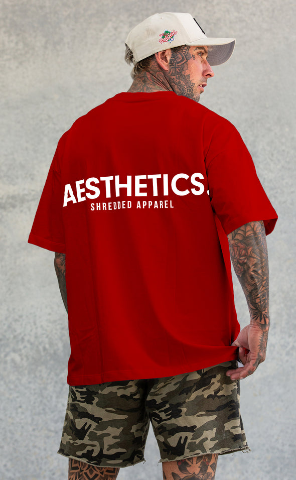 AESTHETICS. - Pump cover - Oversized Gym T-shirt  - Red
