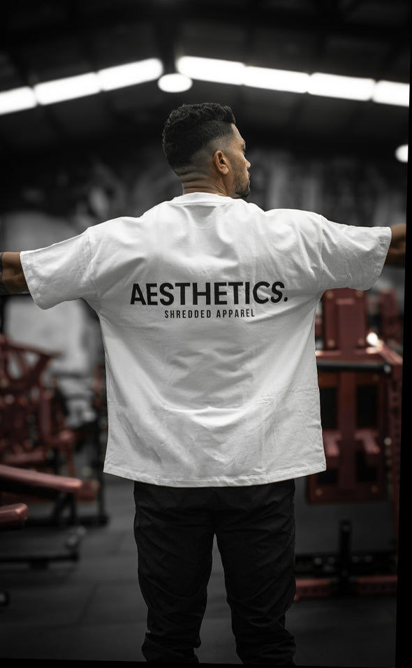 AESTHETICS. - Pump cover - Oversized Gym T-shirt  - White - Stay Shredded