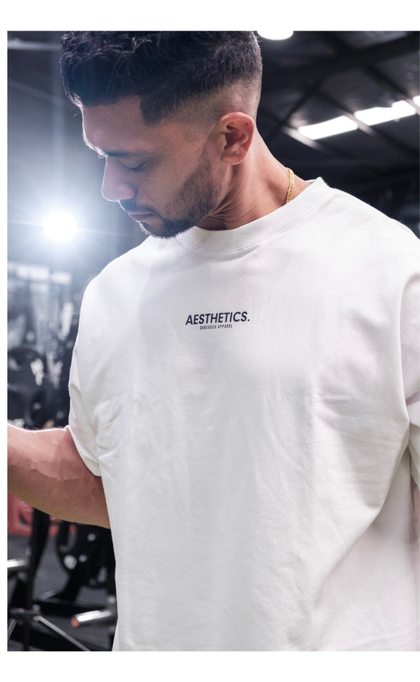 AESTHETICS. - Pump cover - Oversized Gym T-shirt  - White - Stay Shredded