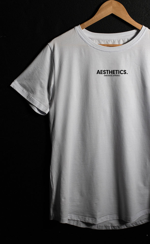 Aesthetics.- Fitted Muscle T-shirt - Curved Hem - White