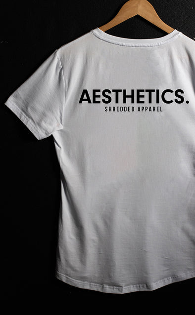 Aesthetics.- Fitted Muscle T-shirt - Curved Hem - White