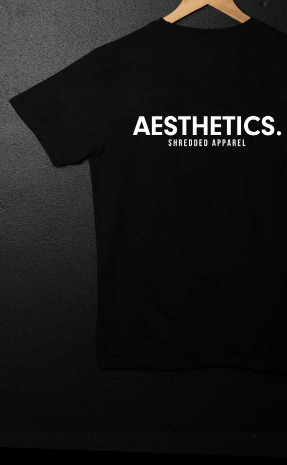 Aesthetics.- Fitted Muscle T-shirt - Straight Hem - Black / White - Stay Shredded