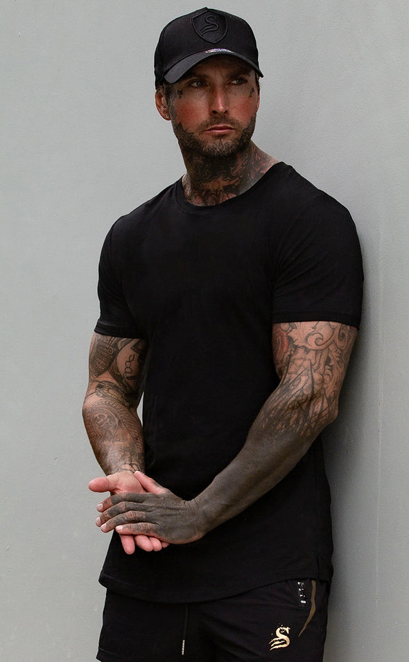 Essentials - Basic Muscle T-shirt - Curved Hem - Black - Stay Shredded