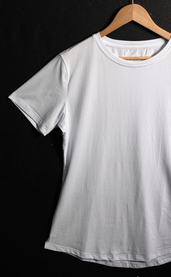 Essentials - Basic fitted Muscle T-shirt - Curved Hem - White - Stay Shredded