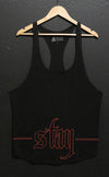 Hollow T-Back - gym singlet tanktop Stringer  - Black/Red - Stay Shredded