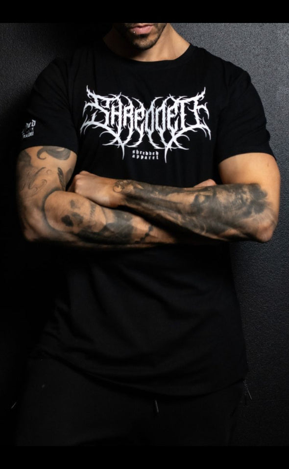 Metal - Fitted Muscle T-shirt - Curved Hem - Black/White