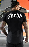 No Guts X No Glory - Fitted Muscle T-shirt - Curved Hem - Black / White - Stay Shredded