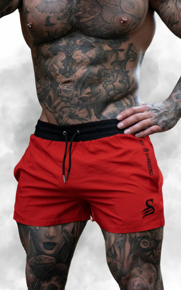 Quads of the Gods | Red Leg Day Shorts | Stay Shredded