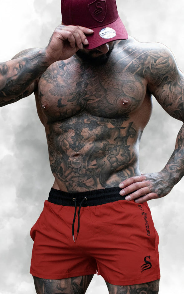 Quads of the Gods | Red Leg Day Shorts | Stay Shredded