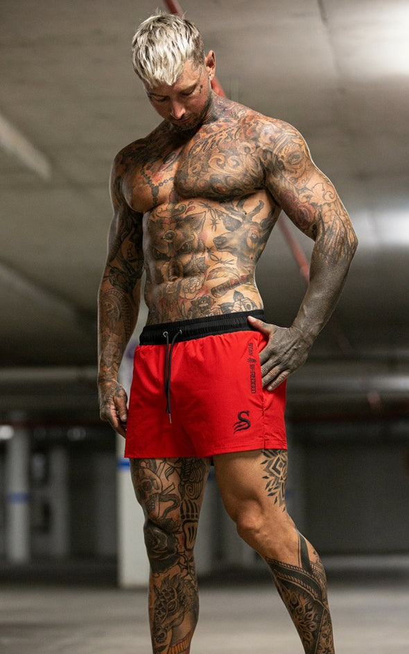 Quads of the Gods | Red Leg Day Shorts | Stay Shredded