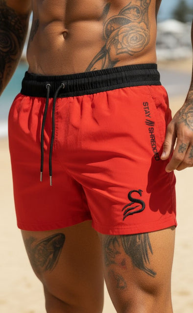 Quads of the Gods | Red Leg Day Shorts | Stay Shredded