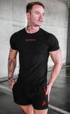 Shrdd Hollow - Fitted Muscle T-shirt - Straight Hem - Black / Red - Stay Shredded