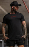 Shrdd Hollow - Fitted Muscle T-shirt - Straight Hem - Black / Red - Stay Shredded