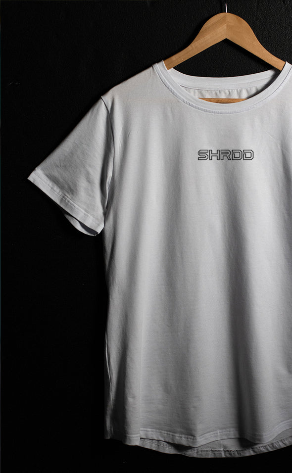 Shrdd Hollow - Fitted Muscle T-shirt - Curved Hem - White