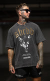 Wolves - Pump cover - Oversized Gym T-shirt  - Acid Wash / Gold - Stay Shredded