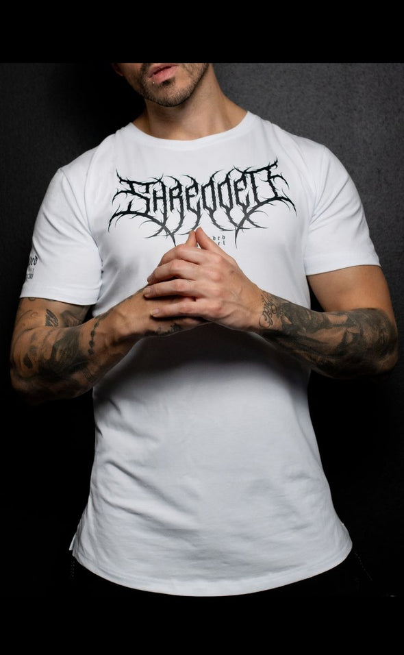 Metal - Fitted Muscle T-shirt - Curved Hem - White - Stay Shredded