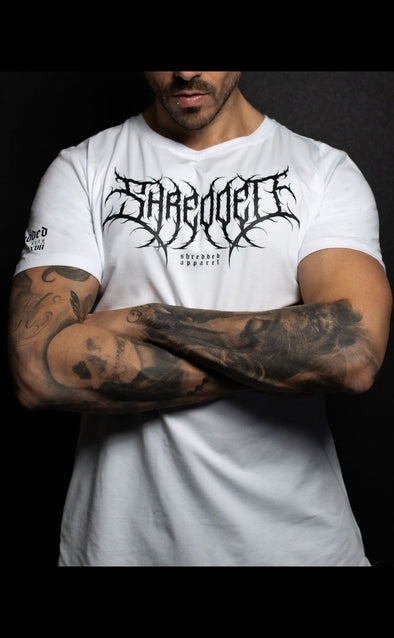 Metal - Fitted Muscle T-shirt - Curved Hem - White - Stay Shredded