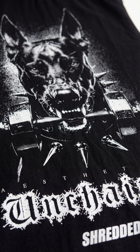 Unchained Doberman Oversized Tank | Men's Gym Singlet Australia | Premium Muscle Tank | Black/White