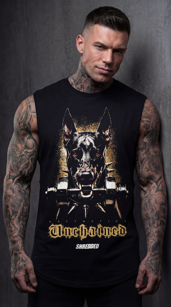 Unchained Doberman Oversized Tank | Men's Gym Singlet Australia | Premium Muscle Tank | Black/Coloured