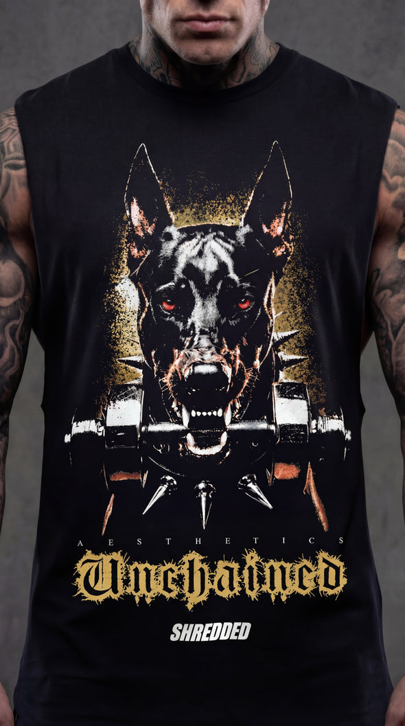 Unchained Doberman Oversized Tank | Men's Gym Singlet Australia | Premium Muscle Tank | Black/Coloured