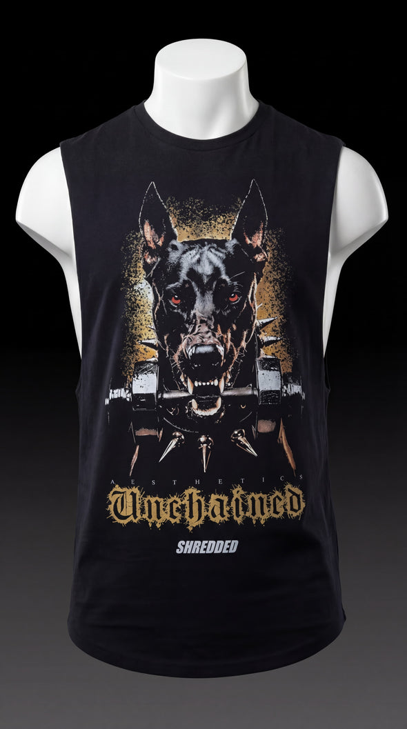 Unchained Doberman Oversized Tank | Men's Gym Singlet Australia | Premium Muscle Tank | Black/Coloured