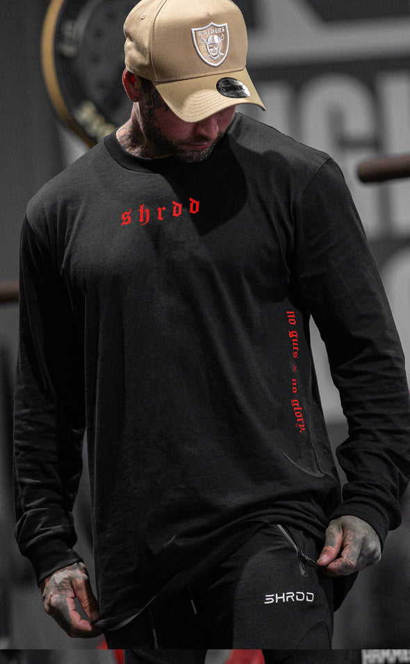 No Guts x No Glory - Long Sleeve t-shirt - Black / Red - Stay Shredded