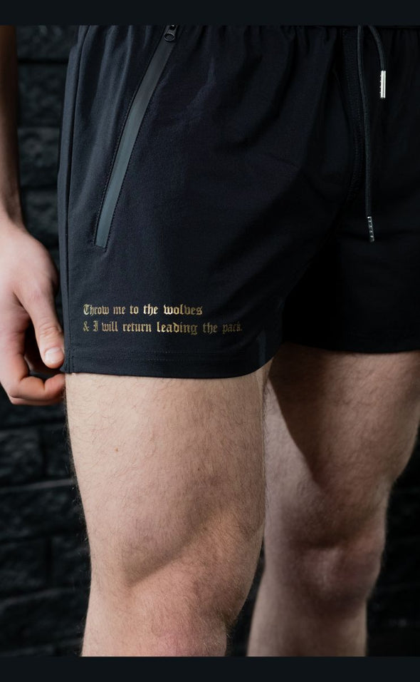 Wolves - Quads of the Gods Lift Shorts -Black / Gold