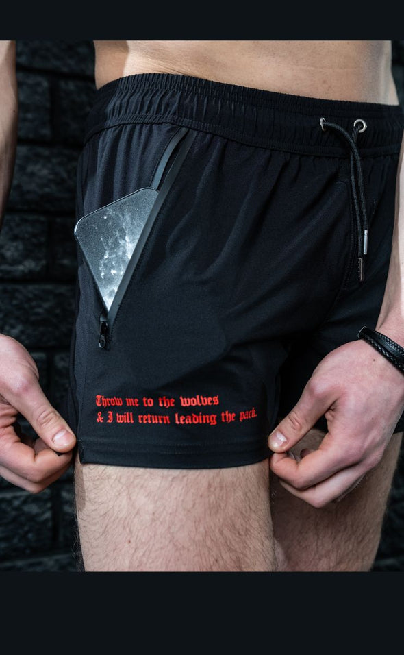 Wolves - Quads of the Gods Lift Shorts -Black / Red