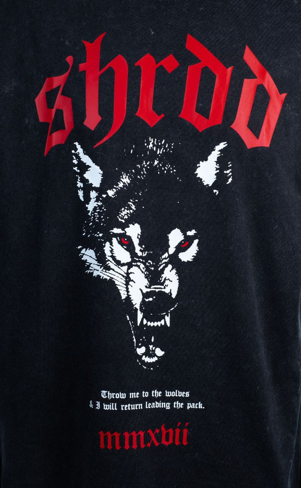 Wolves - Pump cover - Oversized Gym T-shirt  - Acid Wash / Red - Stay Shredded