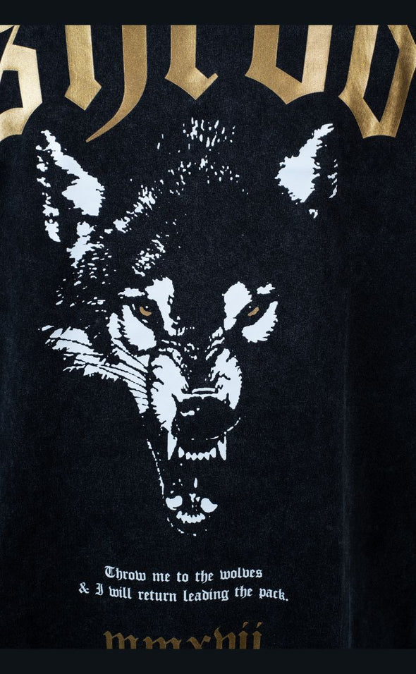 Wolves - Pump cover - Oversized Gym T-shirt  - Acid Wash / Gold