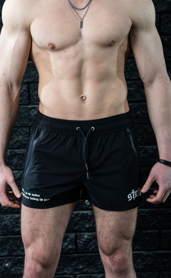 Wolves - Quads of the Gods Lift Shorts -Black / White - Stay Shredded