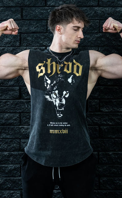 Wolves - Muscle Singlet - Acid Wash / Gold