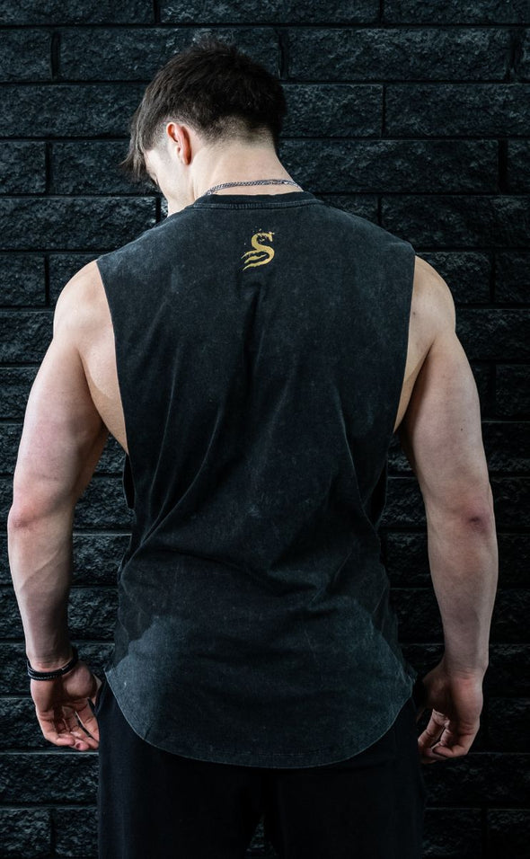 Wolves - Muscle Singlet - Acid Wash / Gold - Stay Shredded