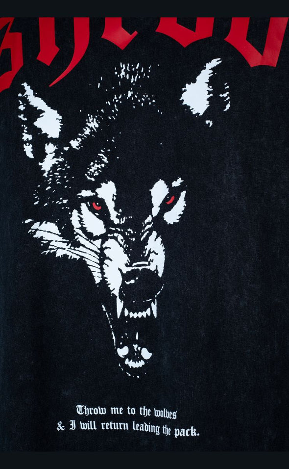 Wolves - Muscle Singlet - Acid Wash / Red - Stay Shredded