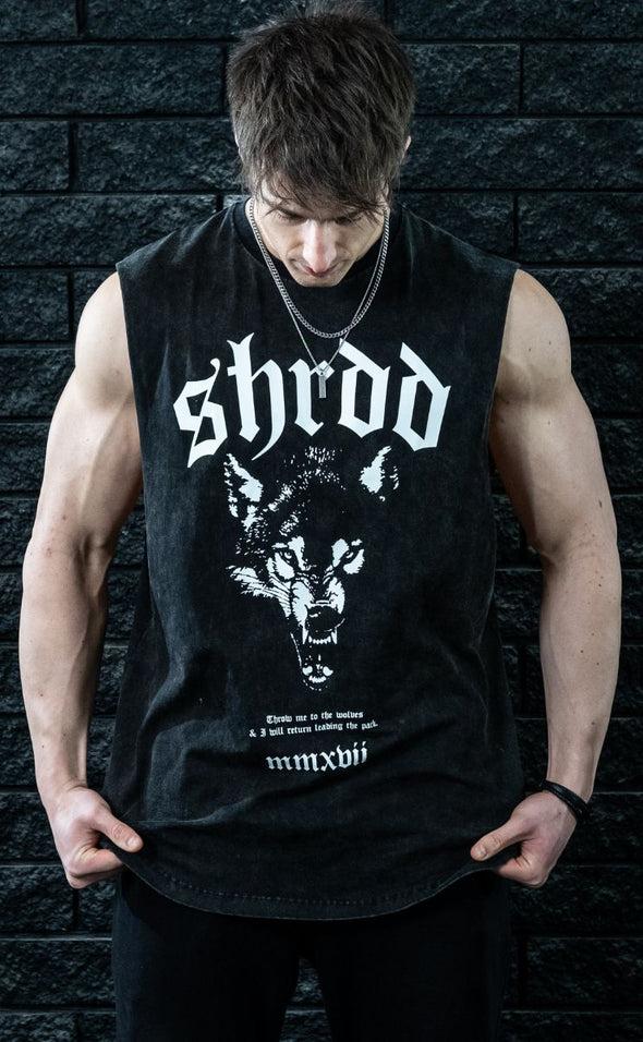 Wolves - Muscle Singlet - Acid Wash / White - Stay Shredded