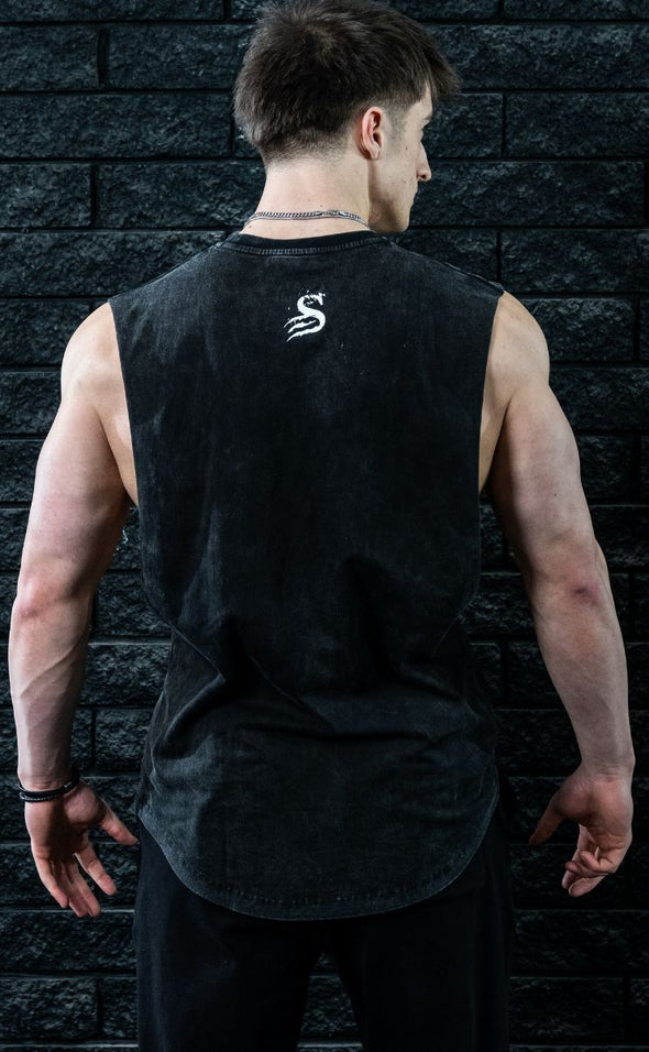 Wolves - Muscle Singlet - Acid Wash / White - Stay Shredded