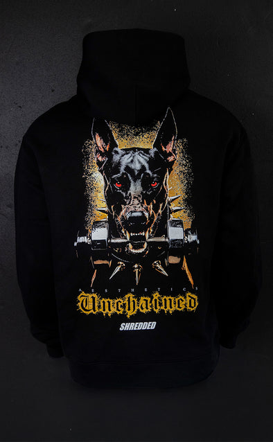 Unchained Doberman Hoodie - UniSex - Black / Coloured