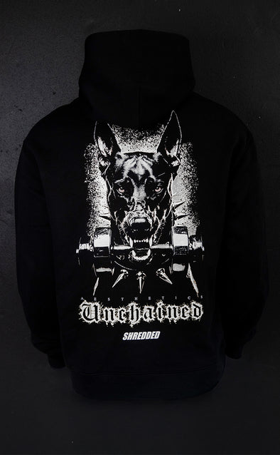 Unchained Doberman Hoodie - UniSex - Black / White