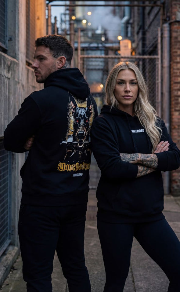 Unchained Doberman Hoodie - UniSex - Black / Coloured