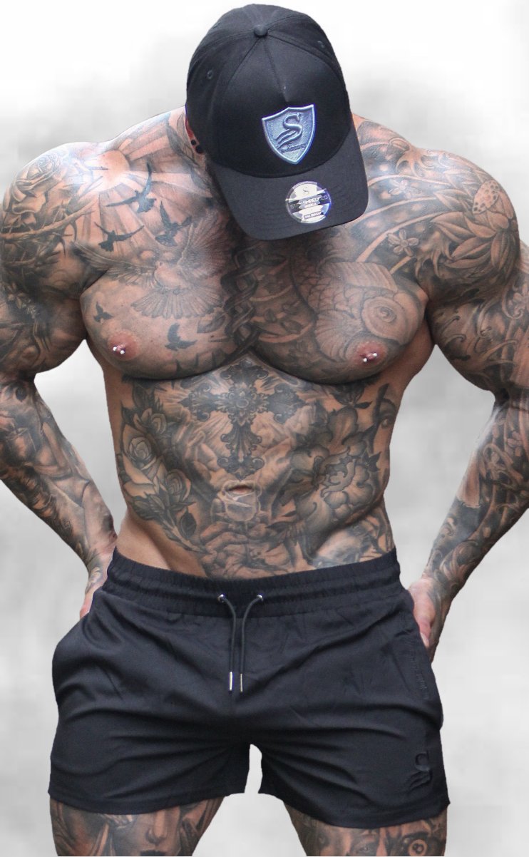 Quads of the Gods Stealth Black Black Leg Day Shorts Stay Shredded